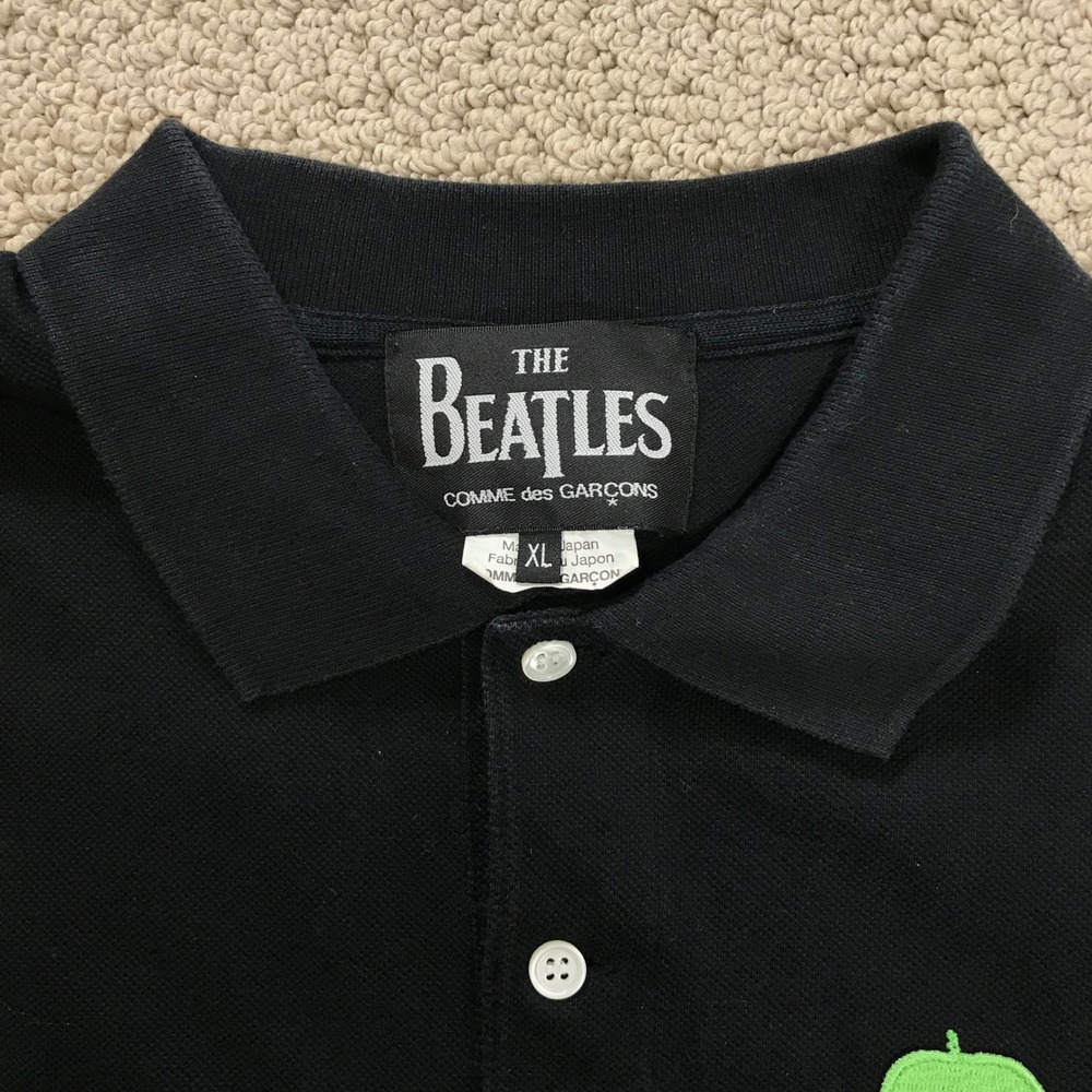 The Beatles x Comme des Garcons Polo Shirt Black Apple Logo VF-T006 Mens XL - Picture 4 of 7